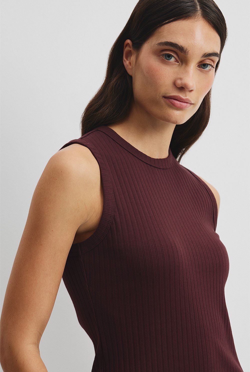 Australian Cotton Blend Fitted Rib Tank