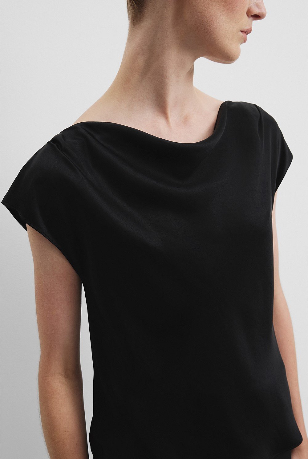 Short Sleeve Satin Shell Top