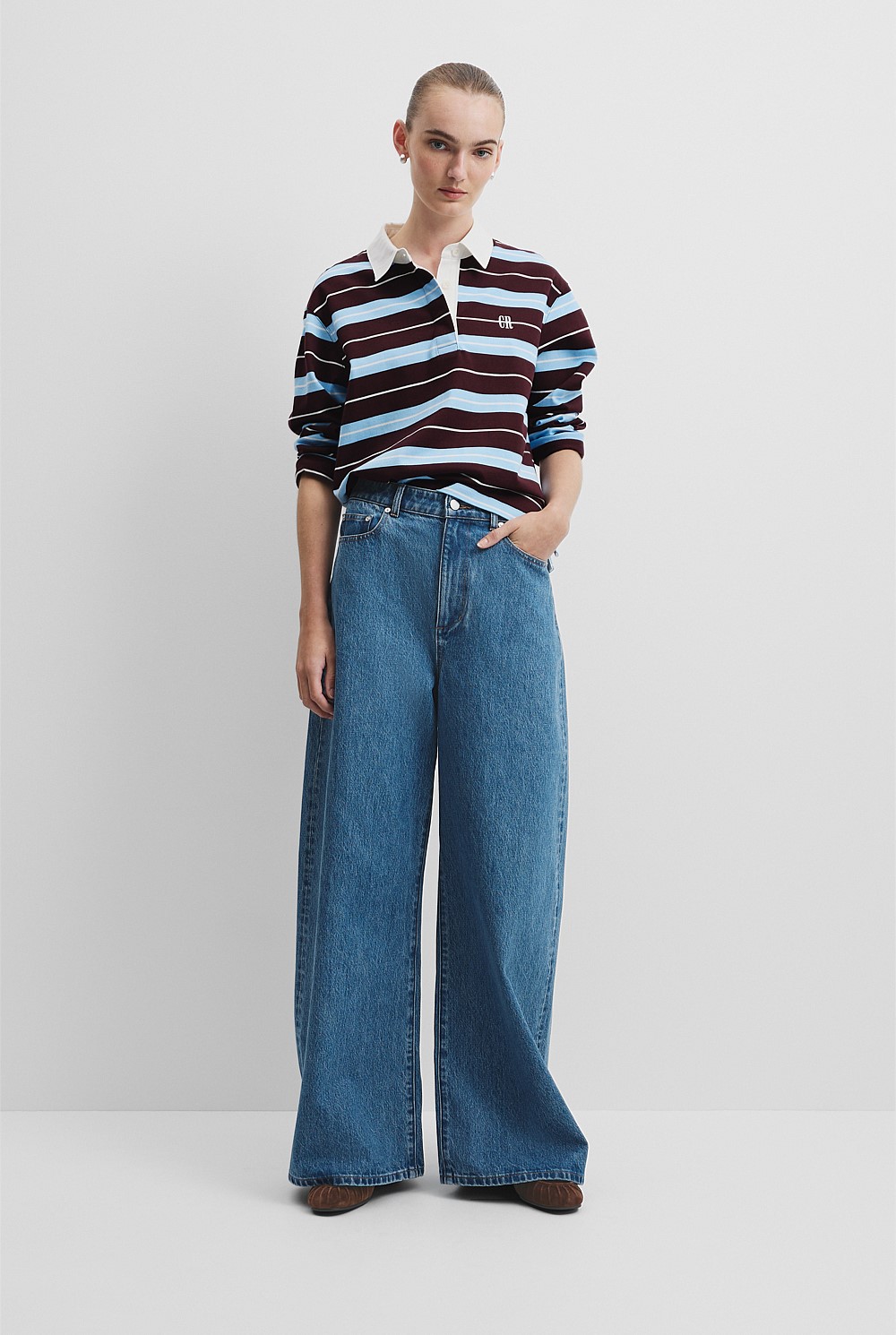 Australian Cotton Stripe Rugby Polo Sweat