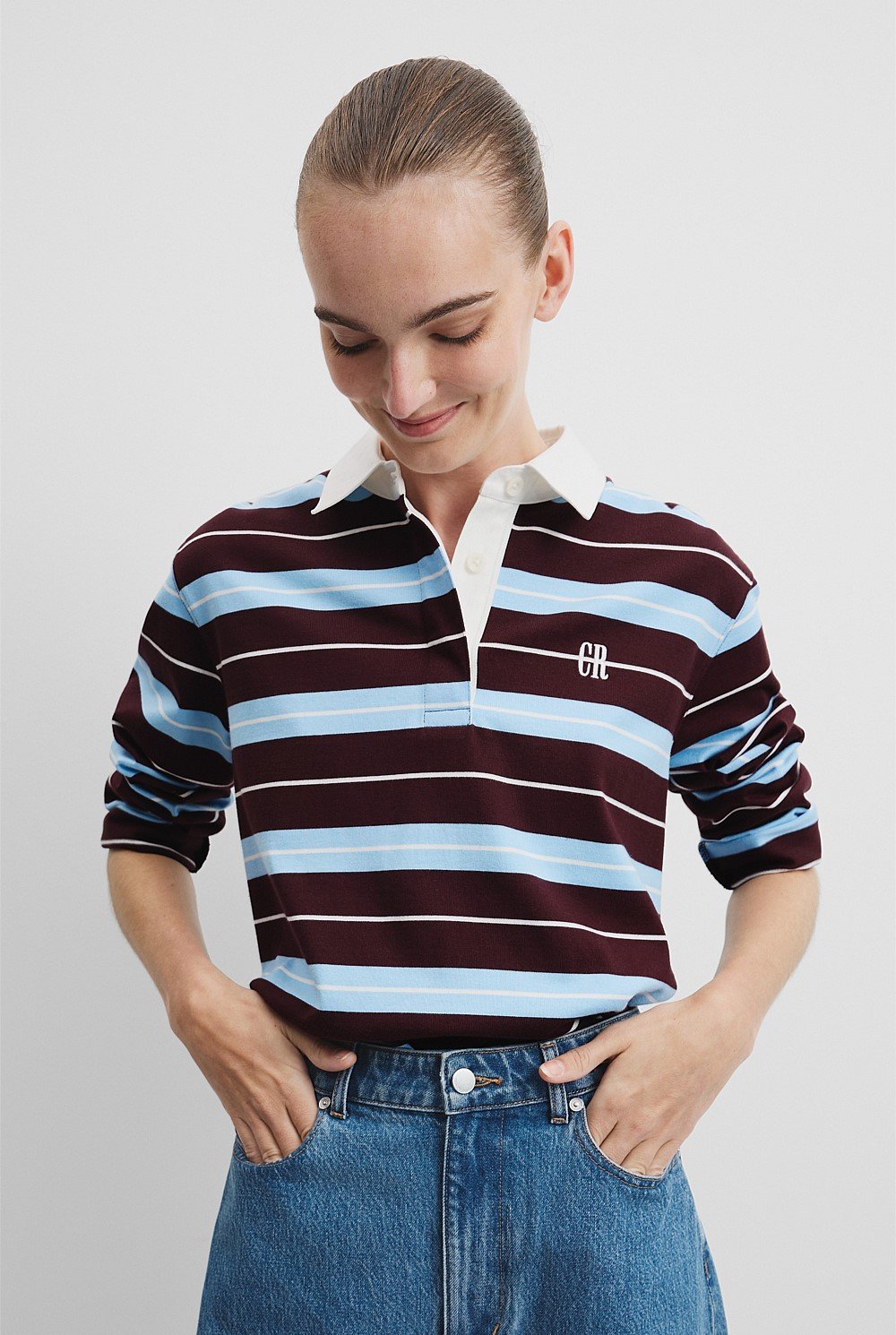Australian Cotton Stripe Rugby Polo Sweat