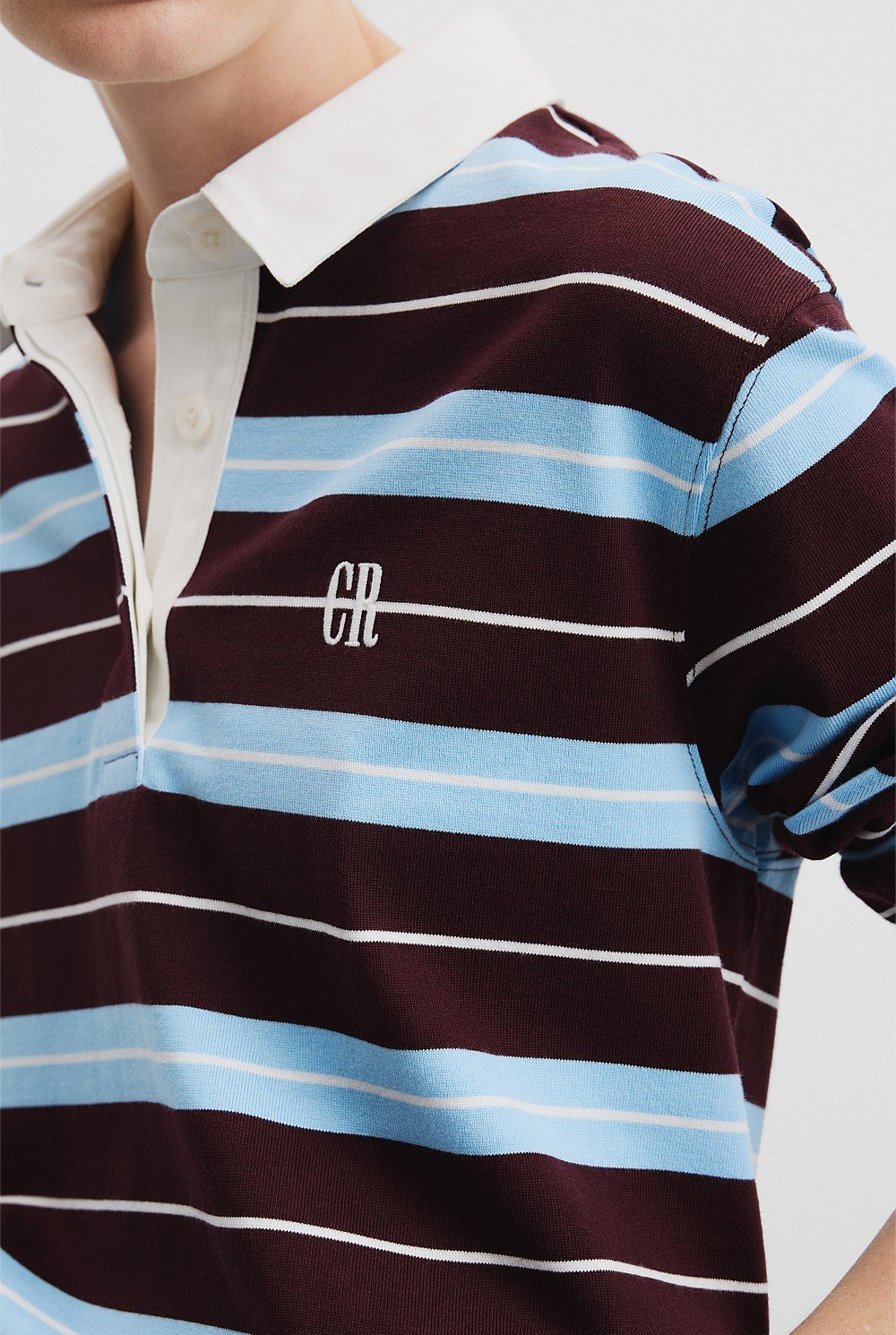 Australian Cotton Stripe Rugby Polo Sweat