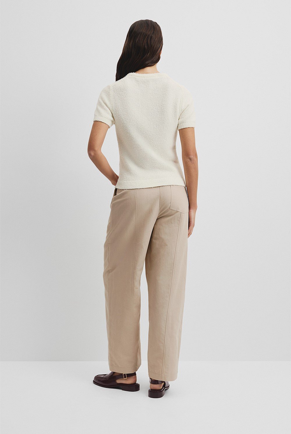 Australian Cotton Blend Boucle Knit T-Shirt