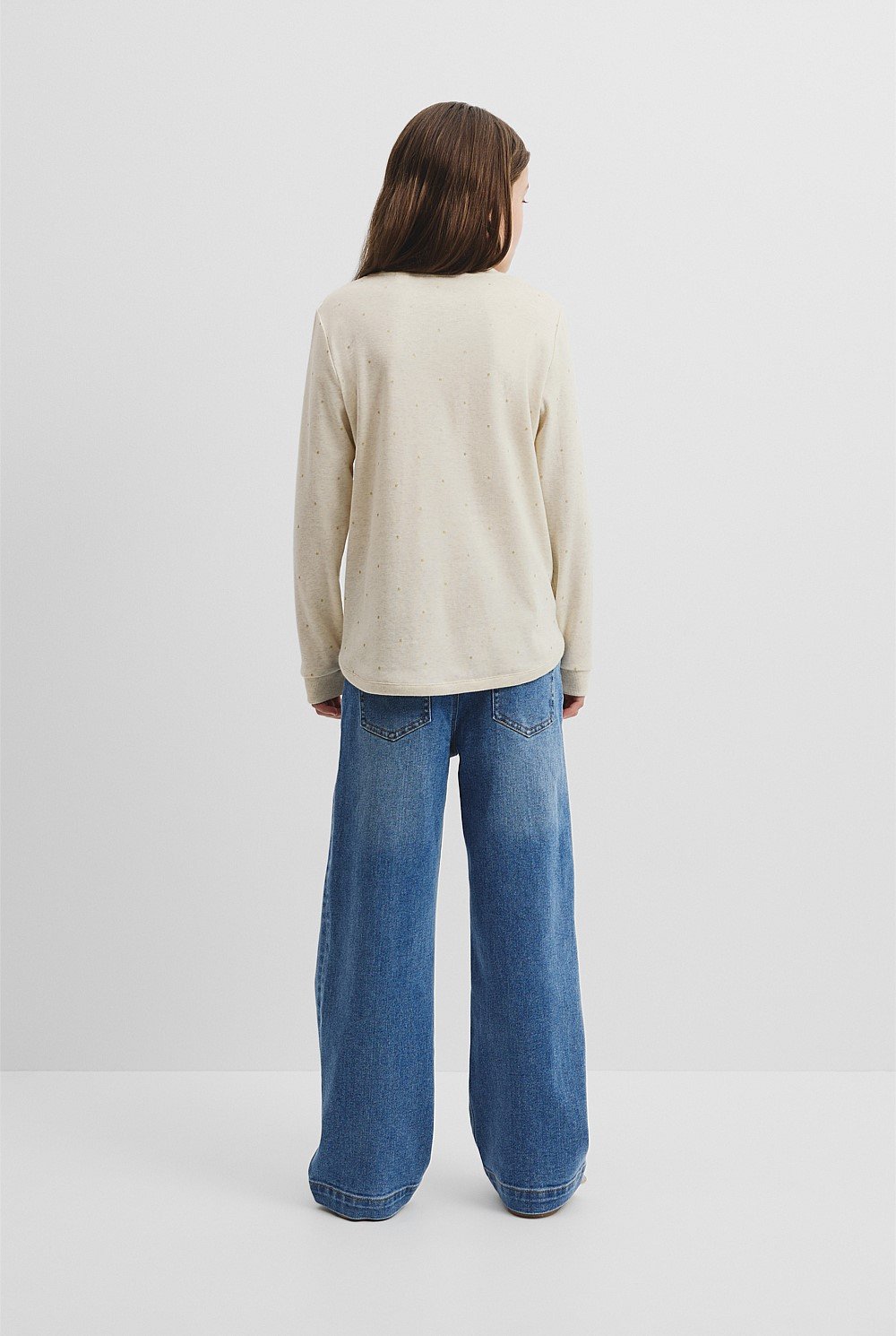 Organically Grown Cotton Long Sleeve Curved Logo T-Shirt