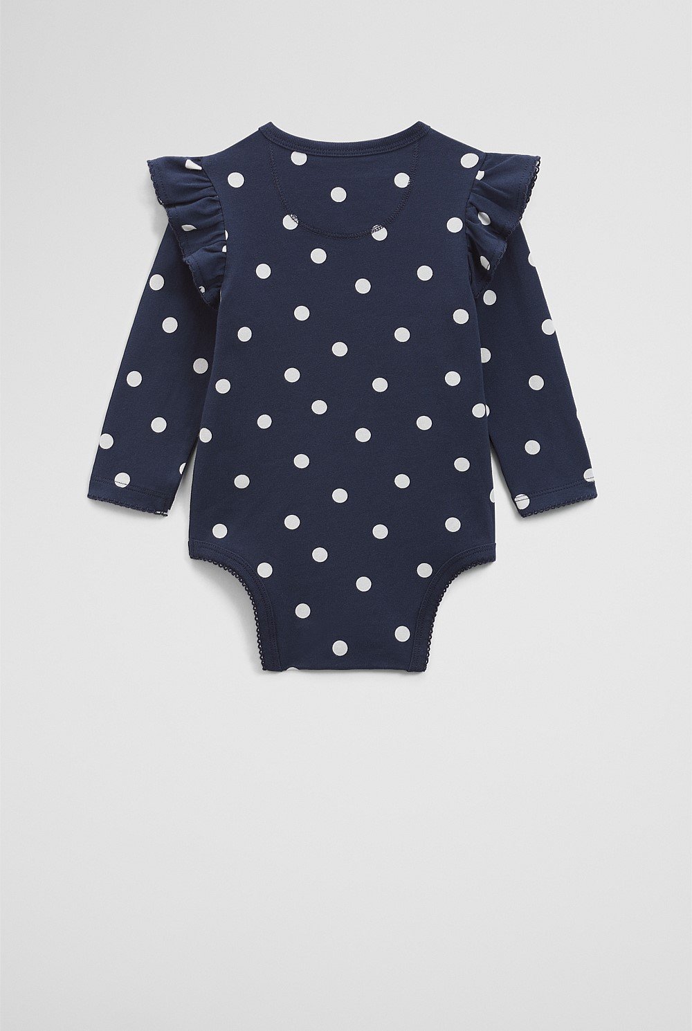 Organically Grown Cotton Blend Frill Long Sleeve Logo Bodysuit