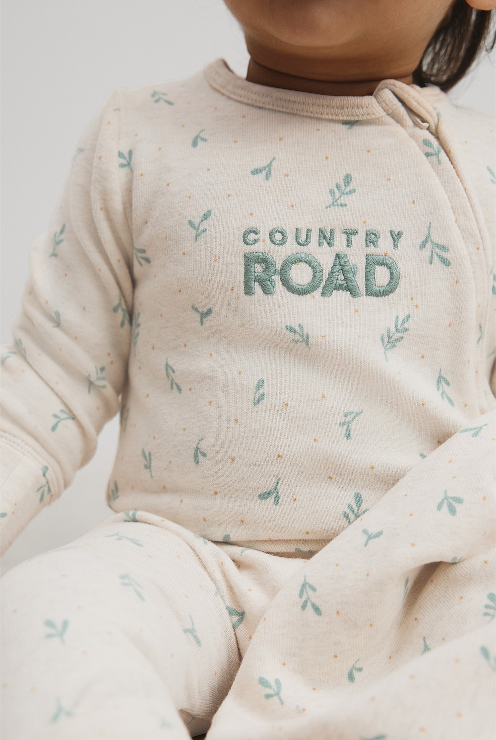 Organically Grown Cotton Blend Logo Zip Jumpsuit