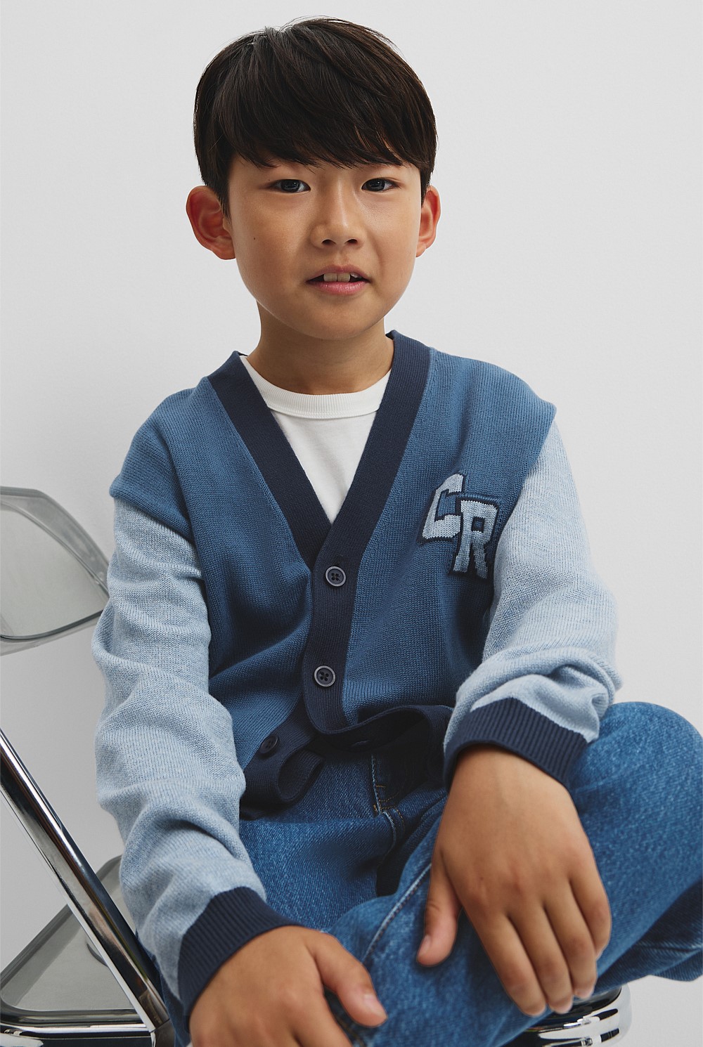 Contrast Knit Cardigan