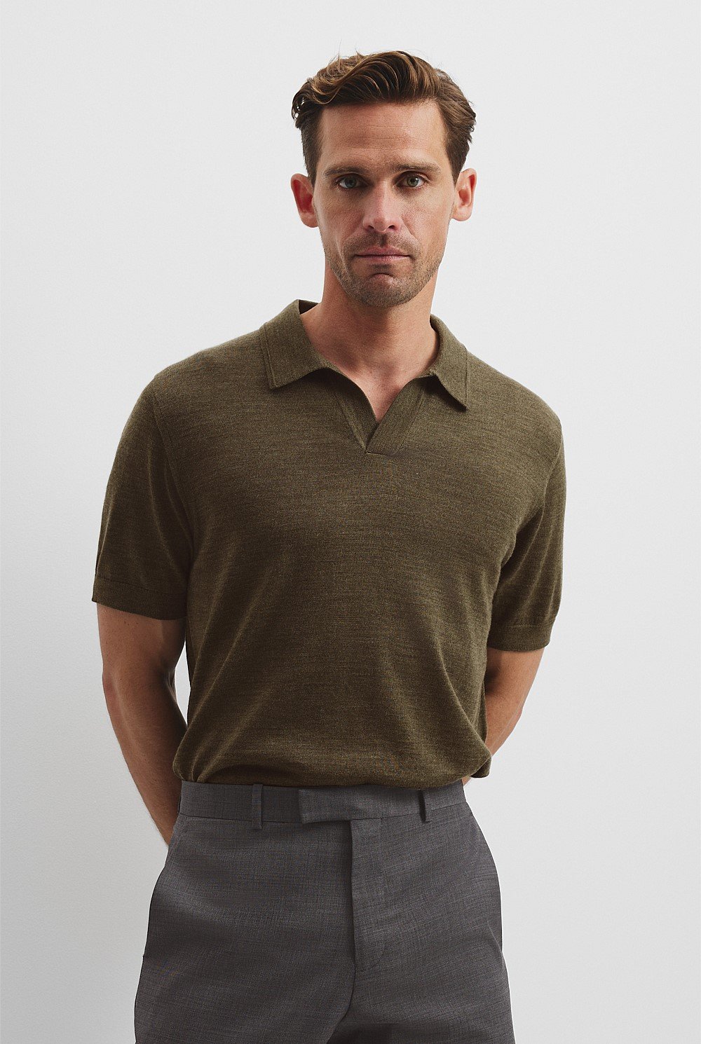 Short Sleeve Australian Merino Trophy Knit Polo