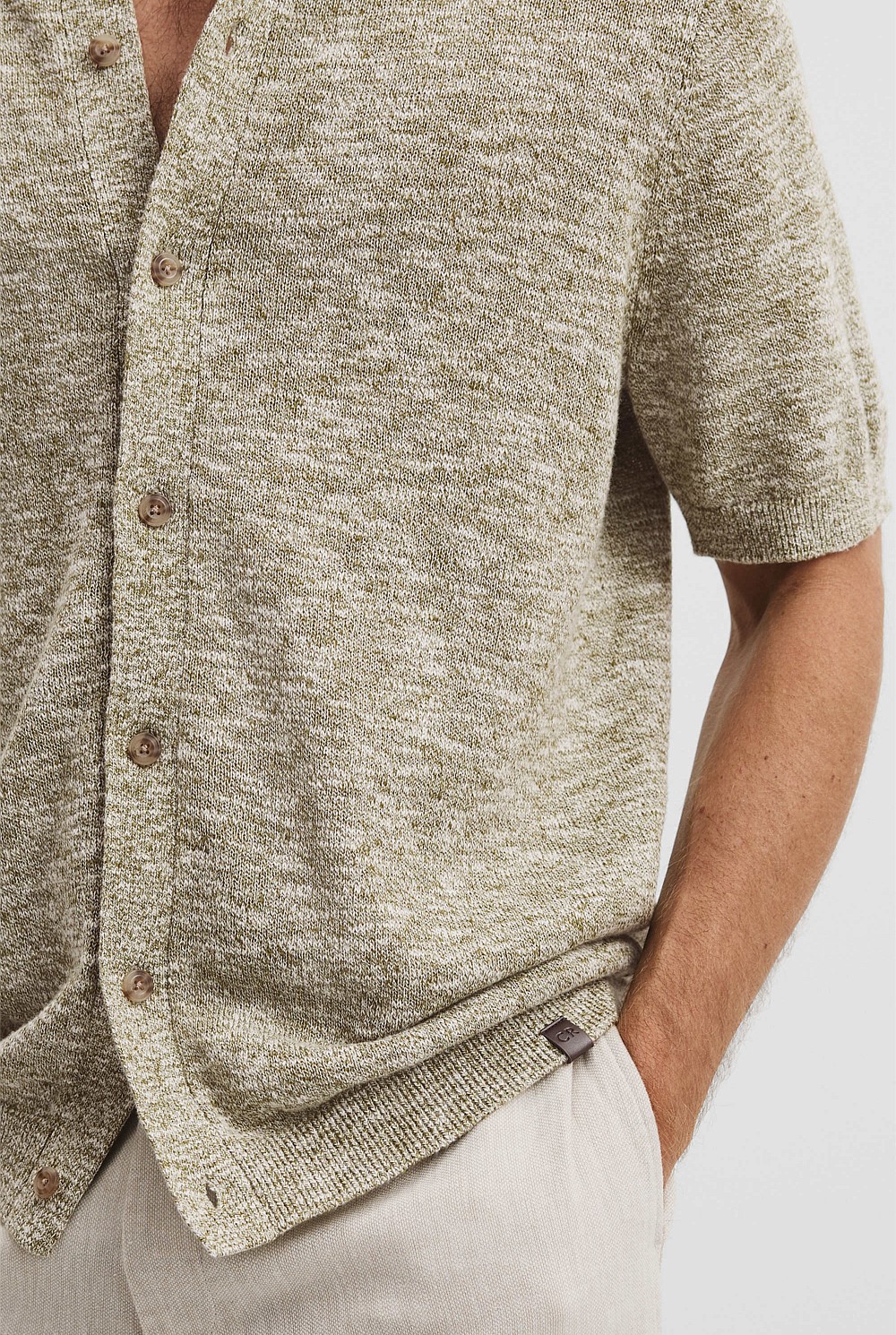 Linen Cotton Slub Knit Shirt