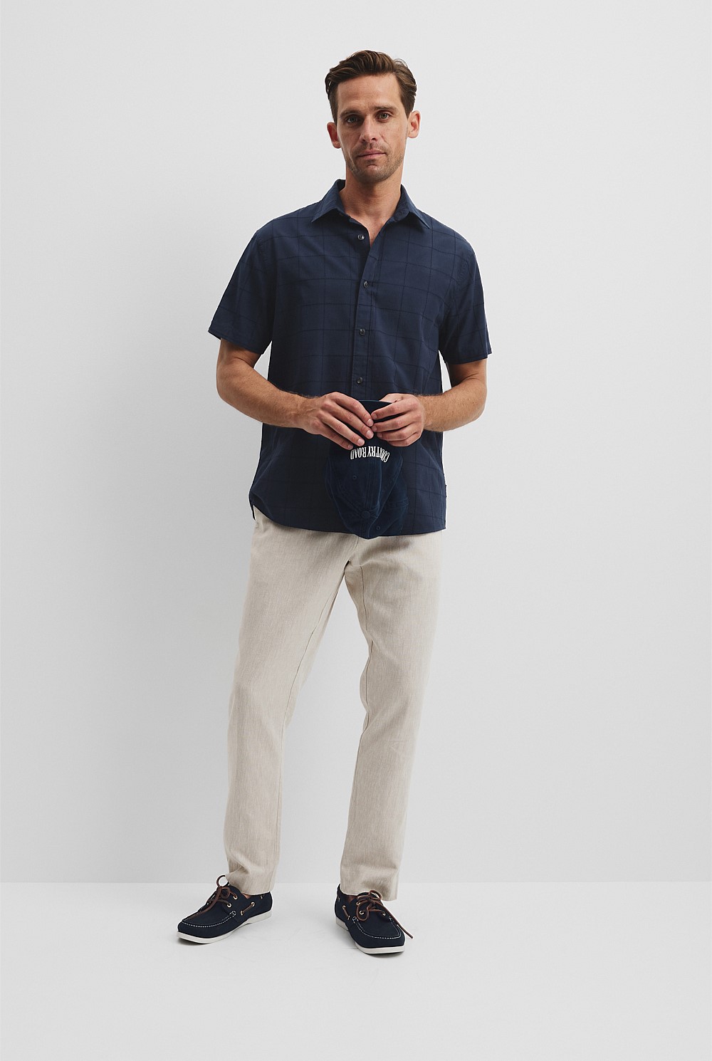 Short Sleeve Regular Fit Cotton Woven Check Shirt