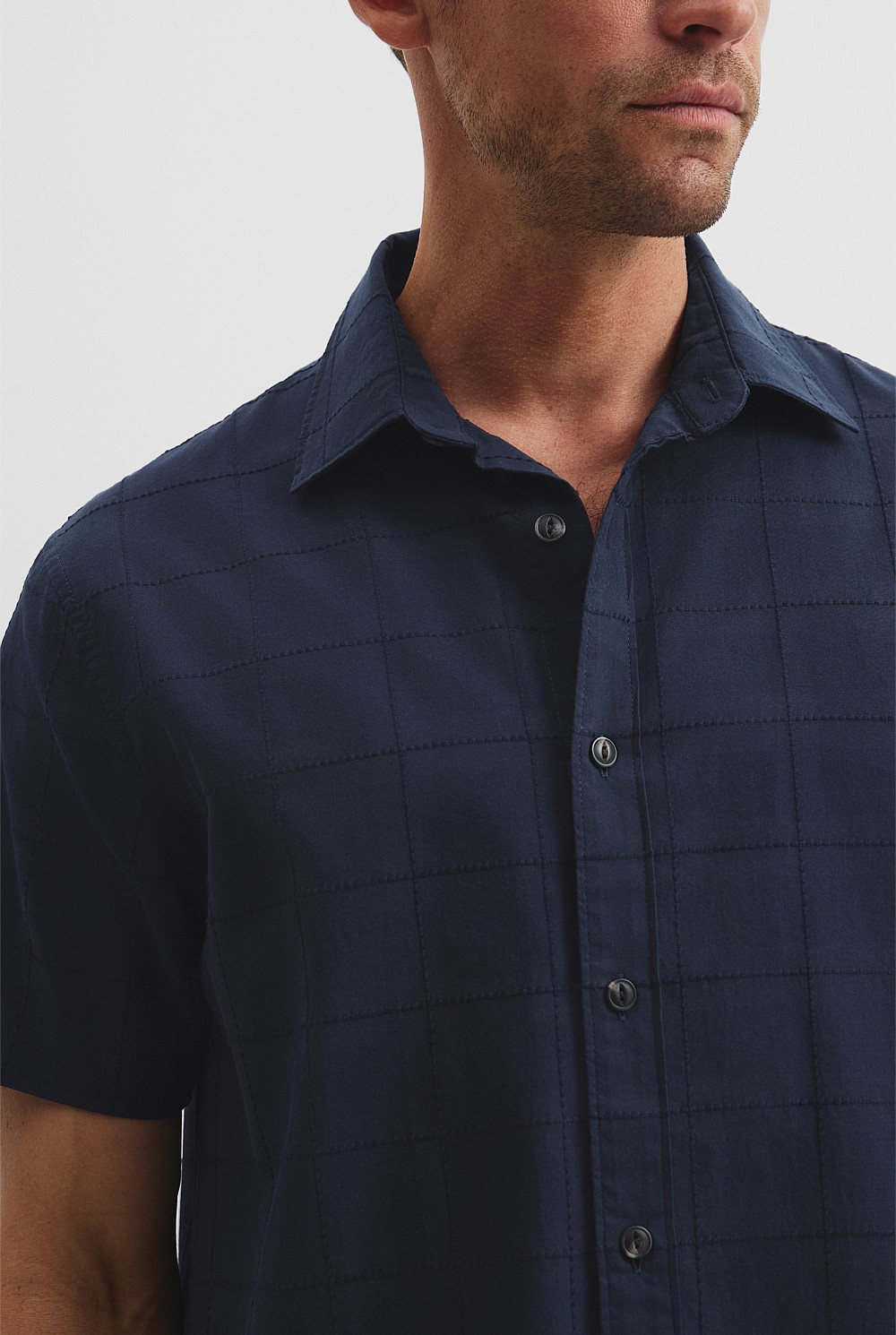 Short Sleeve Regular Fit Cotton Woven Check Shirt