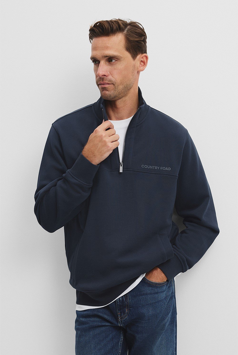 Australian Cotton Modern Logo Half Zip Sweat