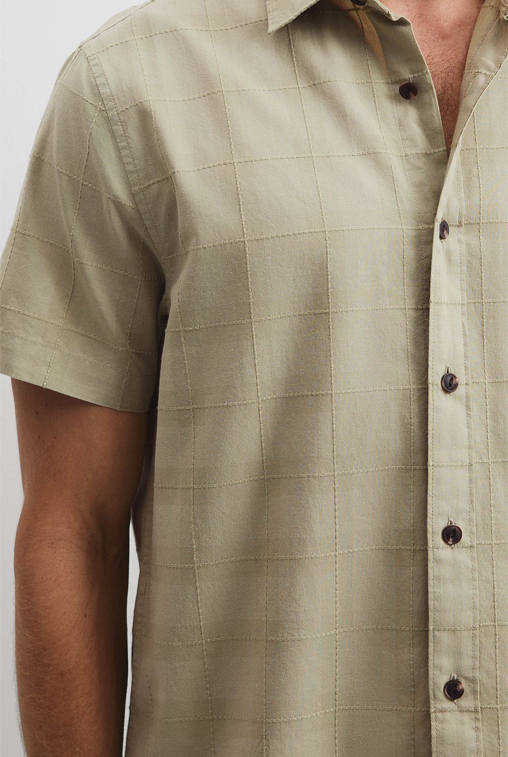 Short Sleeve Regular Fit Cotton Woven Check Shirt