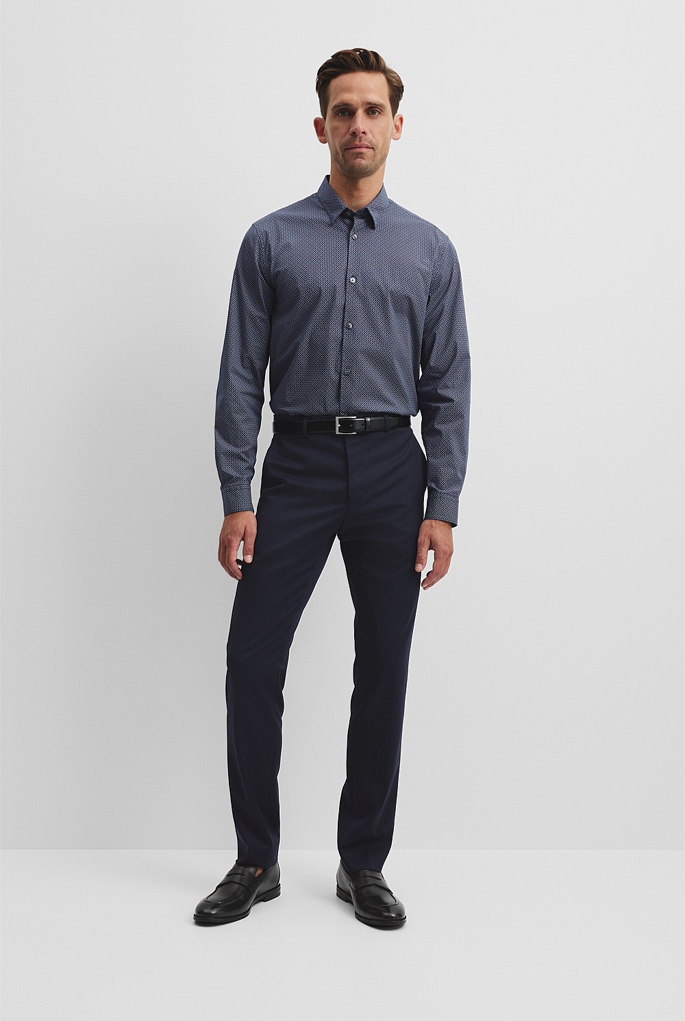 Long Sleeve Slim Fit Cotton Stretch Print Shirt