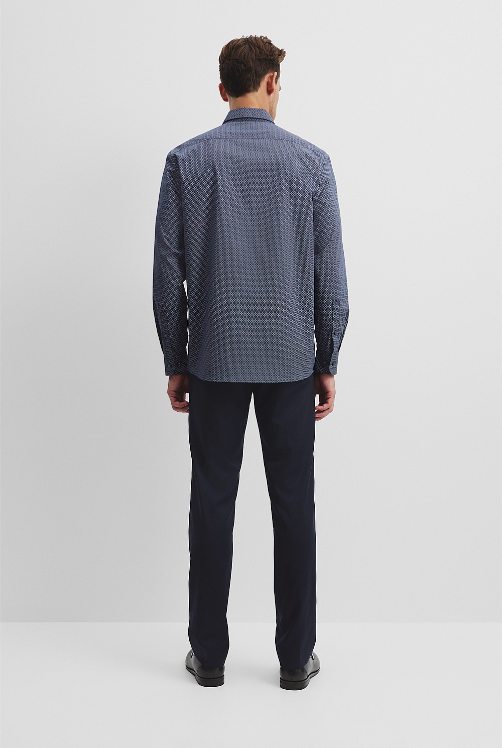 Long Sleeve Slim Fit Cotton Stretch Print Shirt