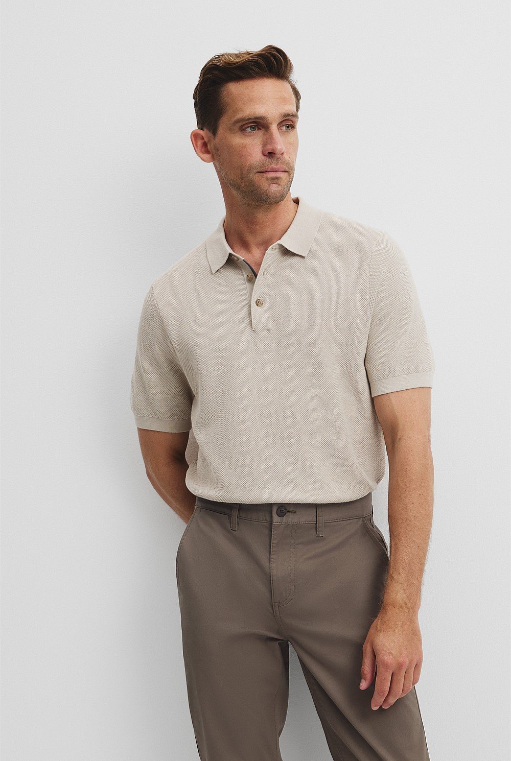 Short Sleeve Good Earth Cotton Pique Knit Polo