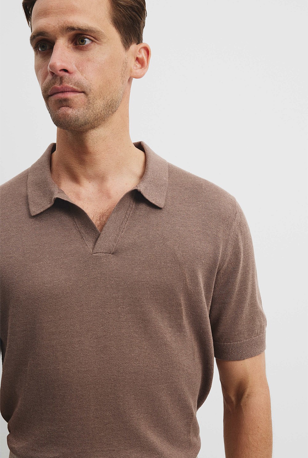 Linen Cotton Knit Trophy Polo