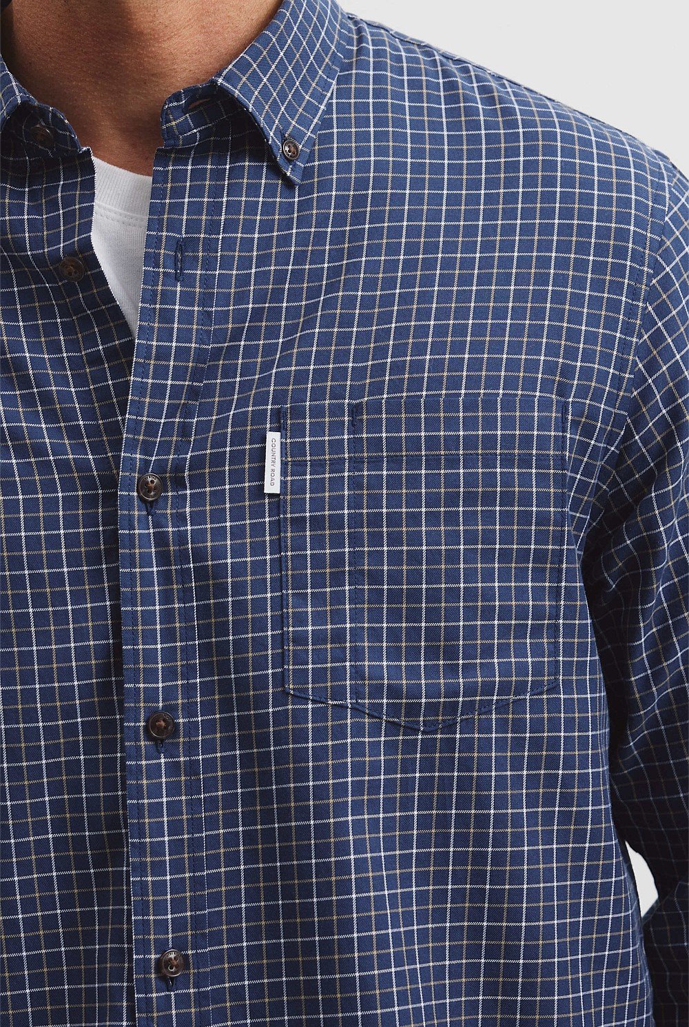 Long Sleeve Regular Fit Cotton Check Shirt with Pocket