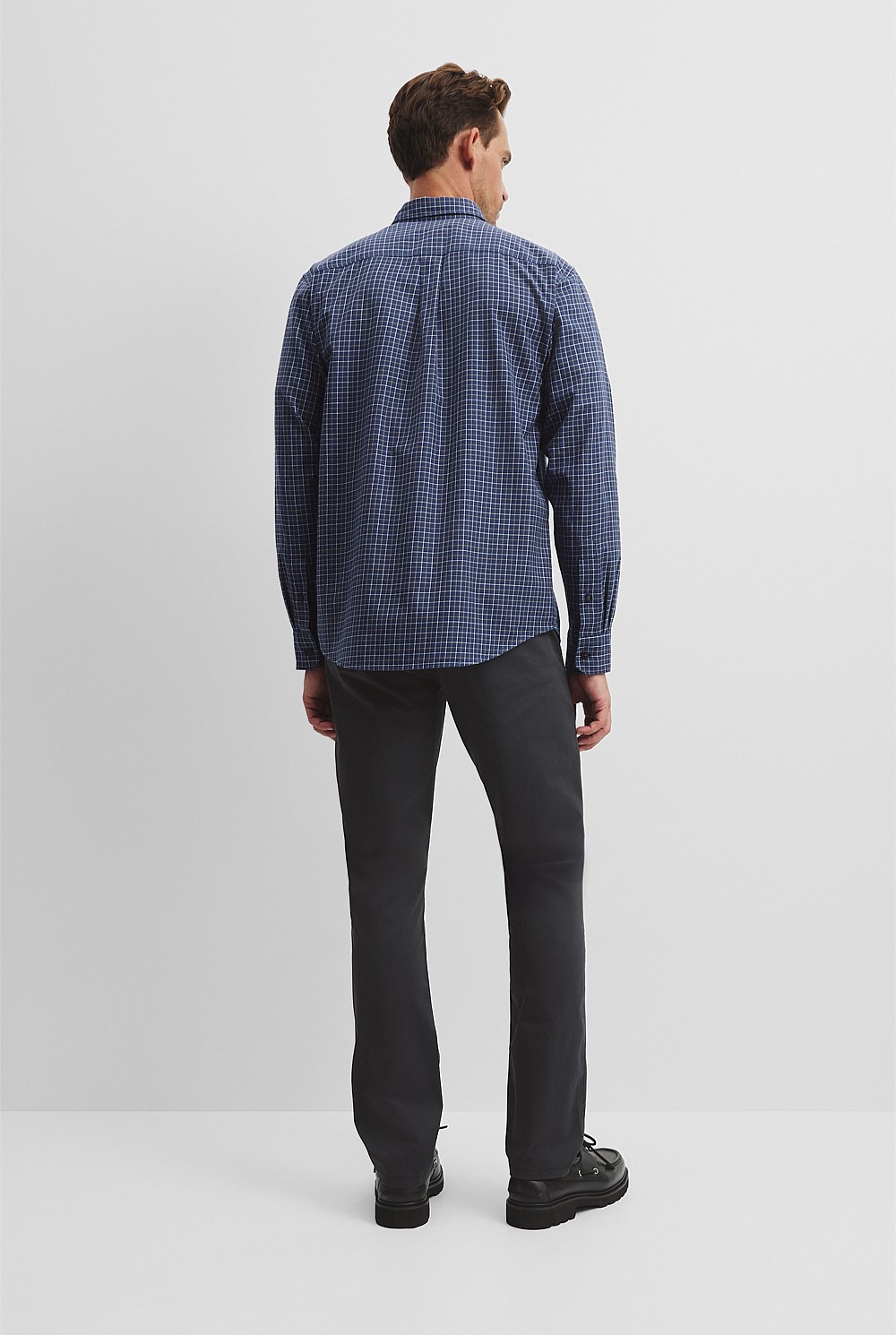 Long Sleeve Regular Fit Cotton Check Shirt with Pocket