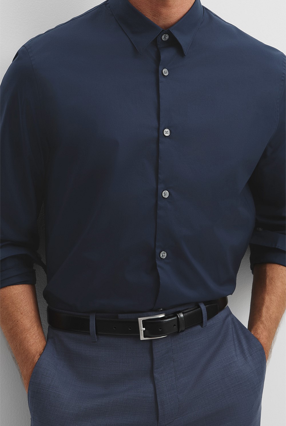 Long Sleeve Slim Fit Cotton Stretch Shirt