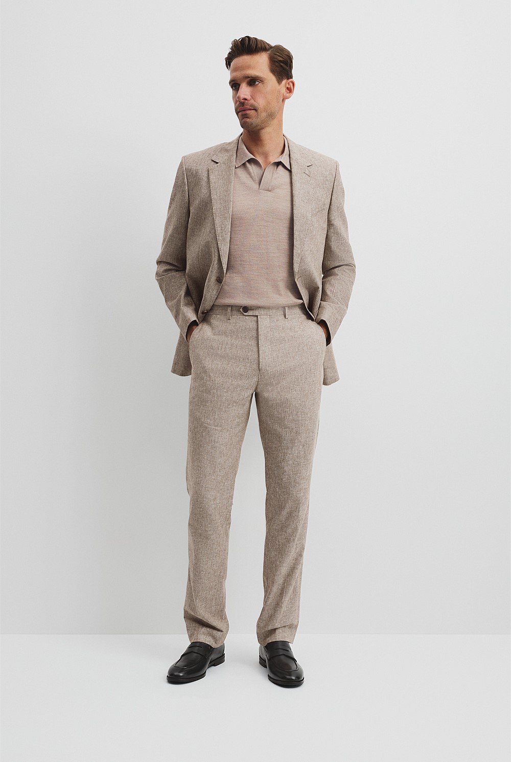 Regular Fit Linen Cotton Tailored Pant