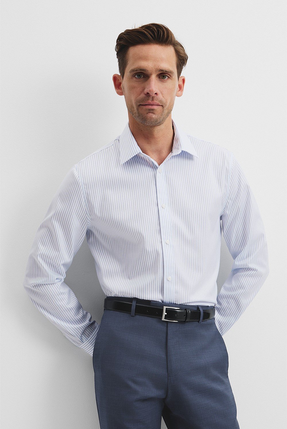 Slim Fit Stripe Travel Shirt