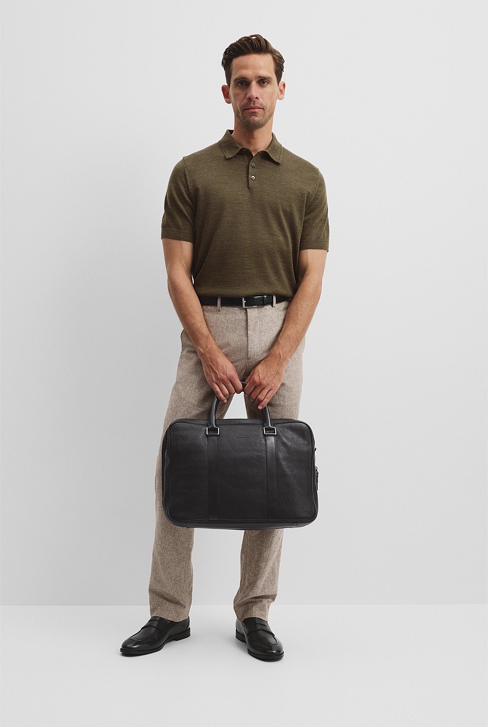 Short Sleeve Australian Merino Button Knit Polo