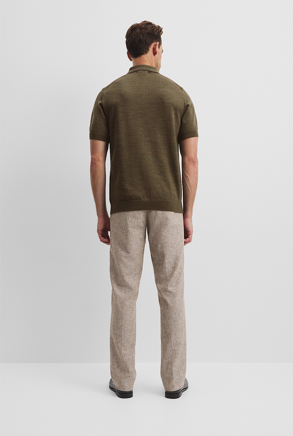 Short Sleeve Australian Merino Button Knit Polo