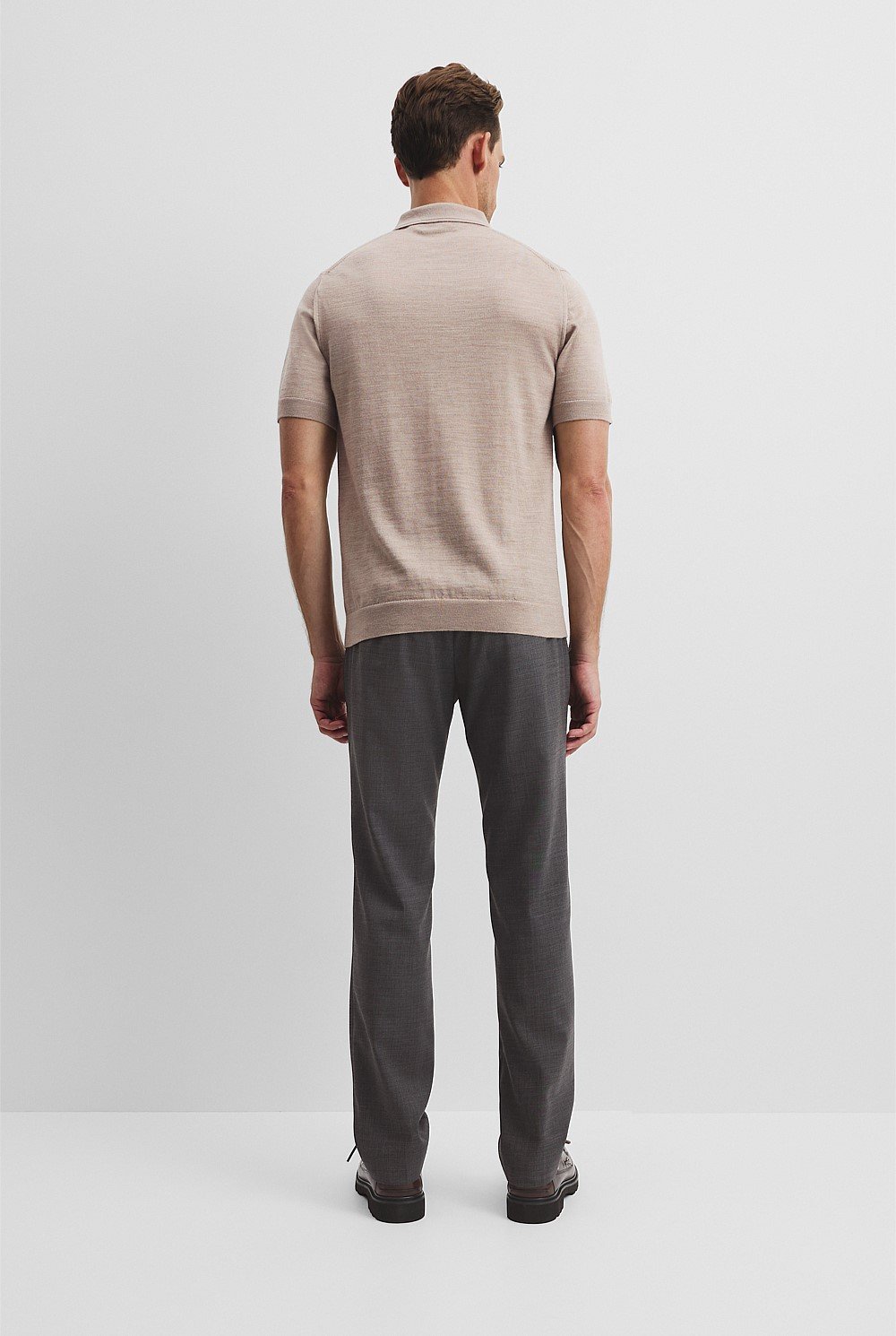 Short Sleeve Australian Merino Button Knit Polo