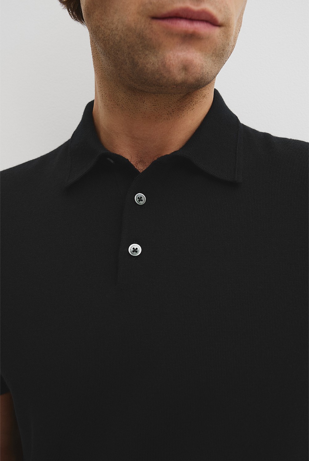Australian Merino Short Sleeve Button Knit Polo
