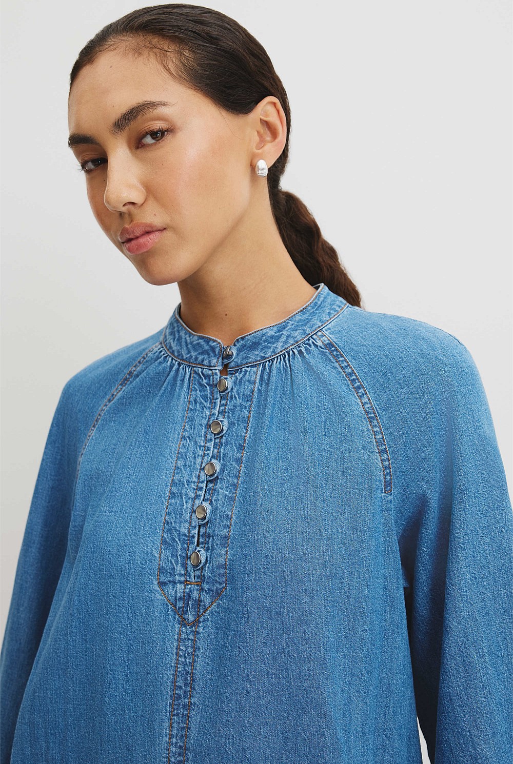 Soft Denim Smock Dress