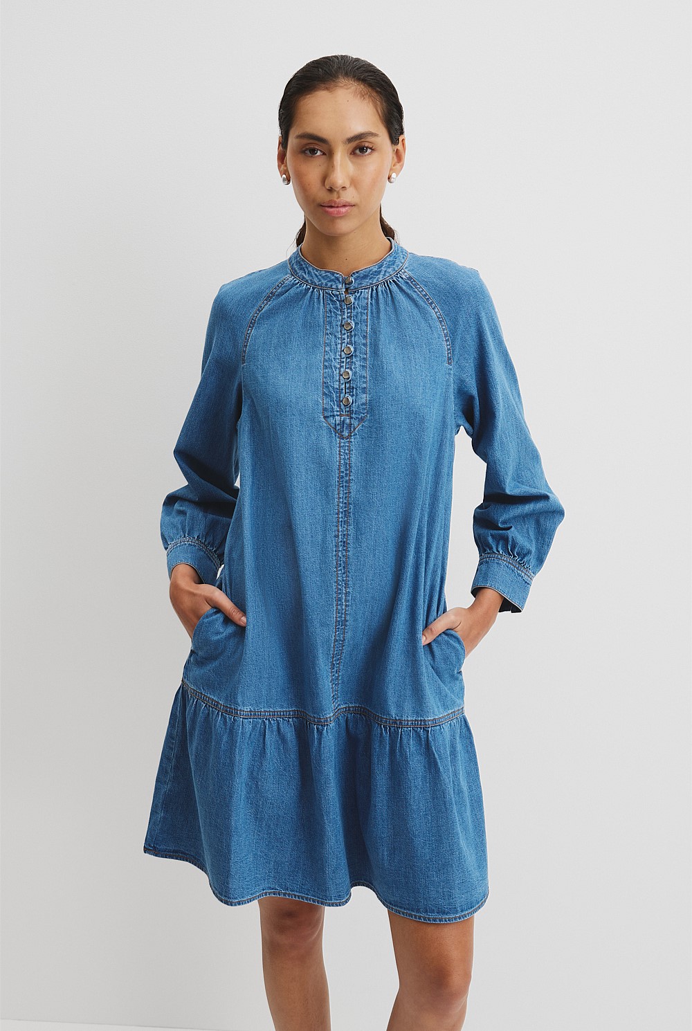 Soft Denim Smock Dress