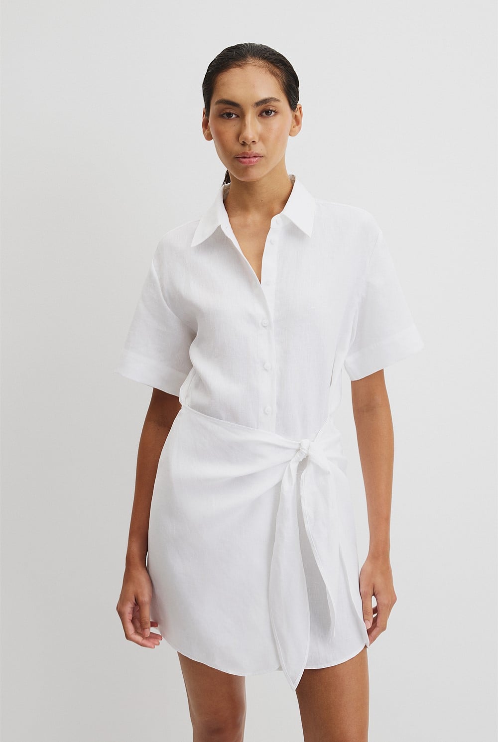 Organically Grown Linen Mini Shirt Dress