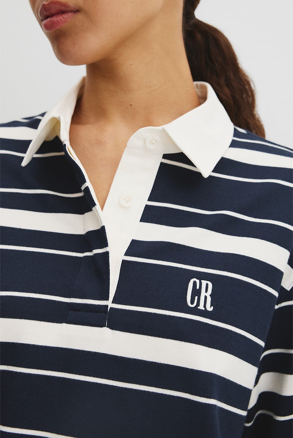 Australian Cotton Stripe Rugby Polo Sweat
