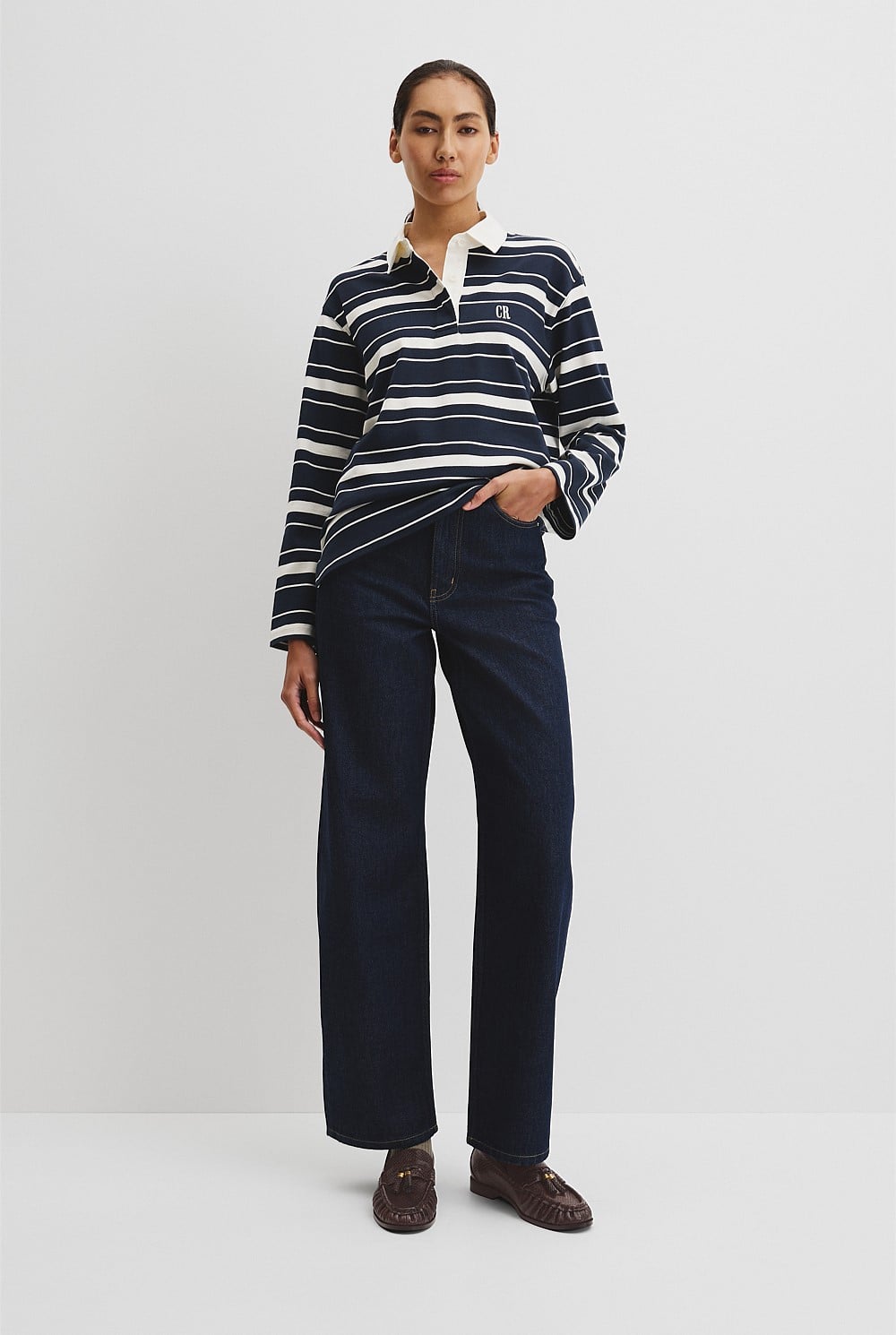 Australian Cotton Stripe Rugby Polo Sweat