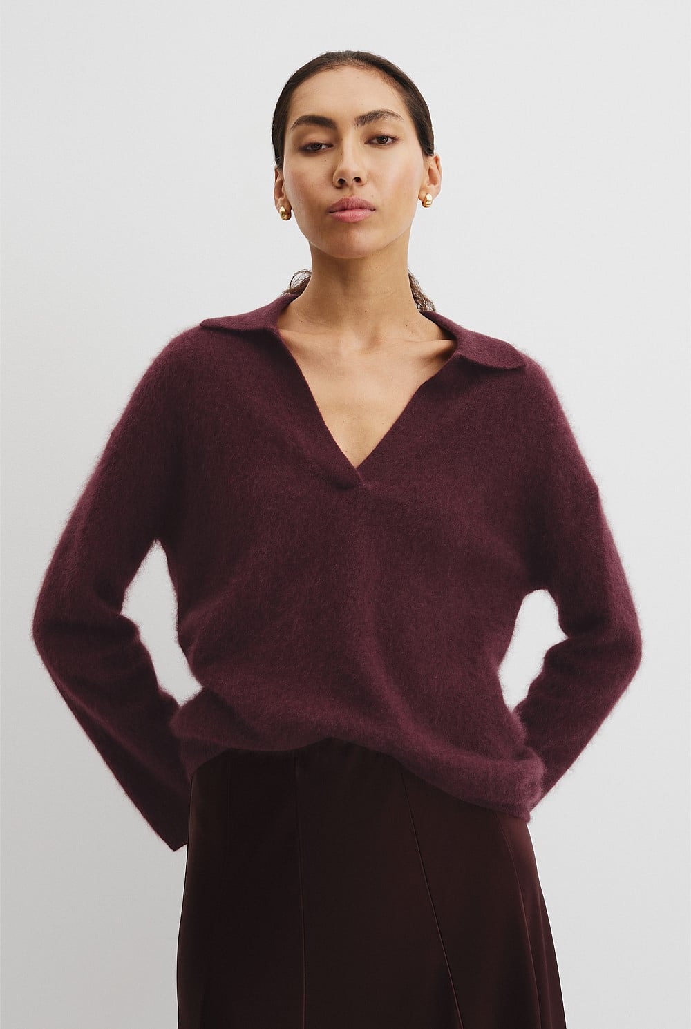 Fluffy Collared Knit