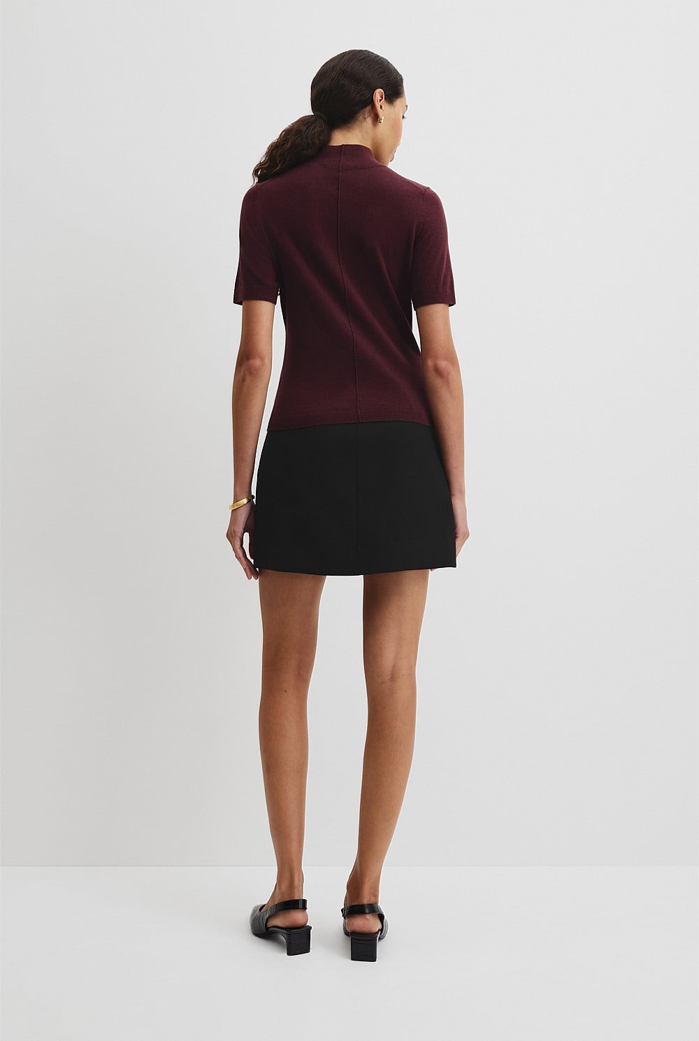 Short Sleeve Wool Silk Knit