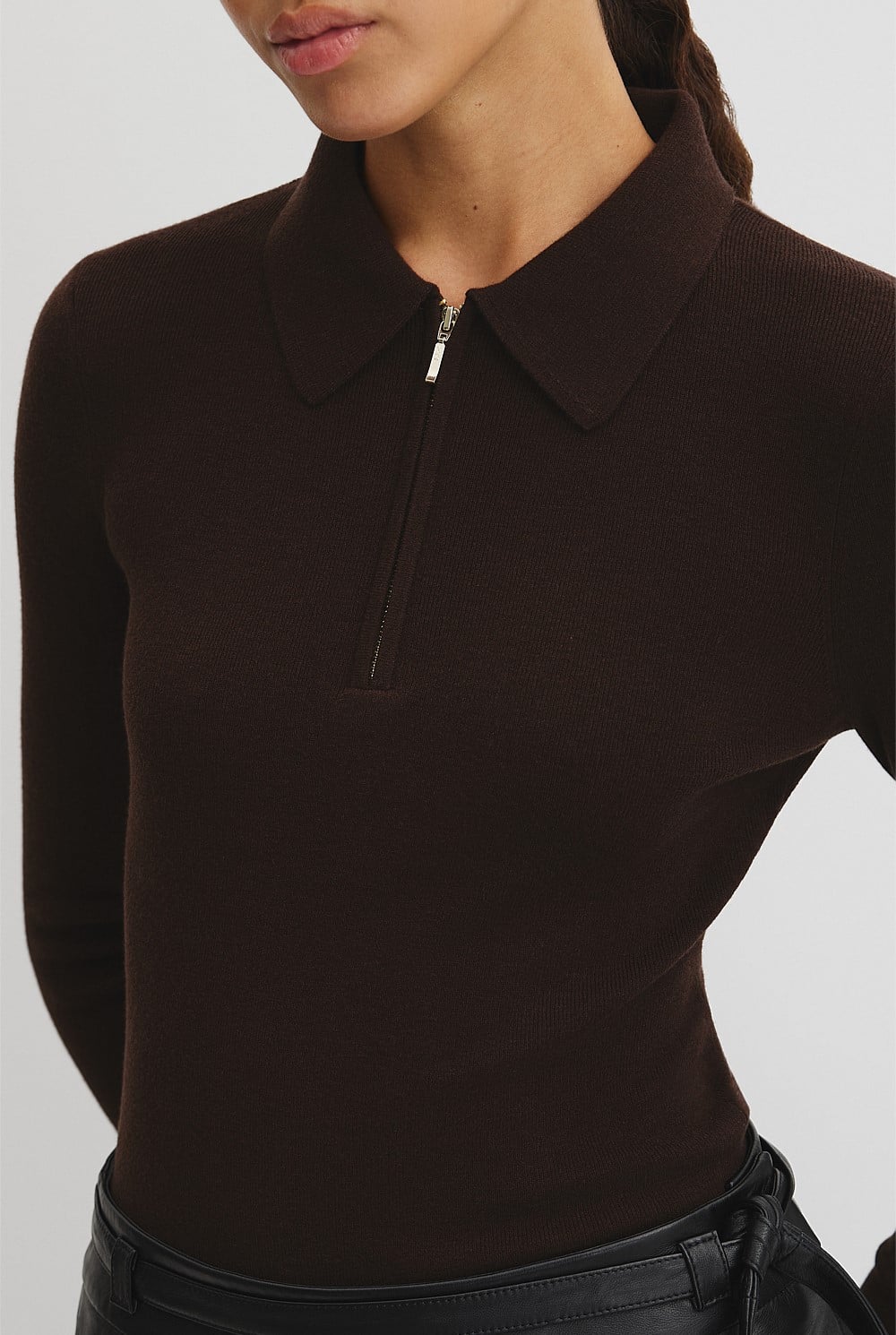 Wool Silk Collared Knit