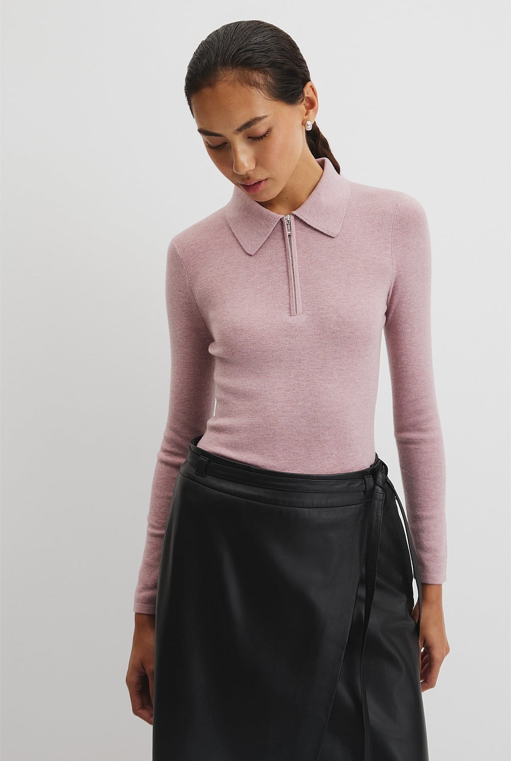 Wool Silk Collared Knit