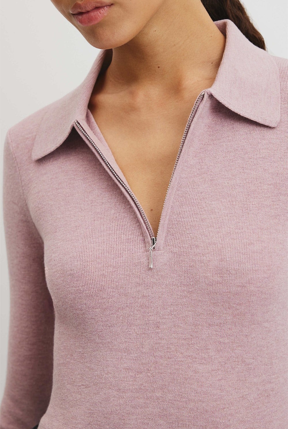 Wool Silk Collared Knit