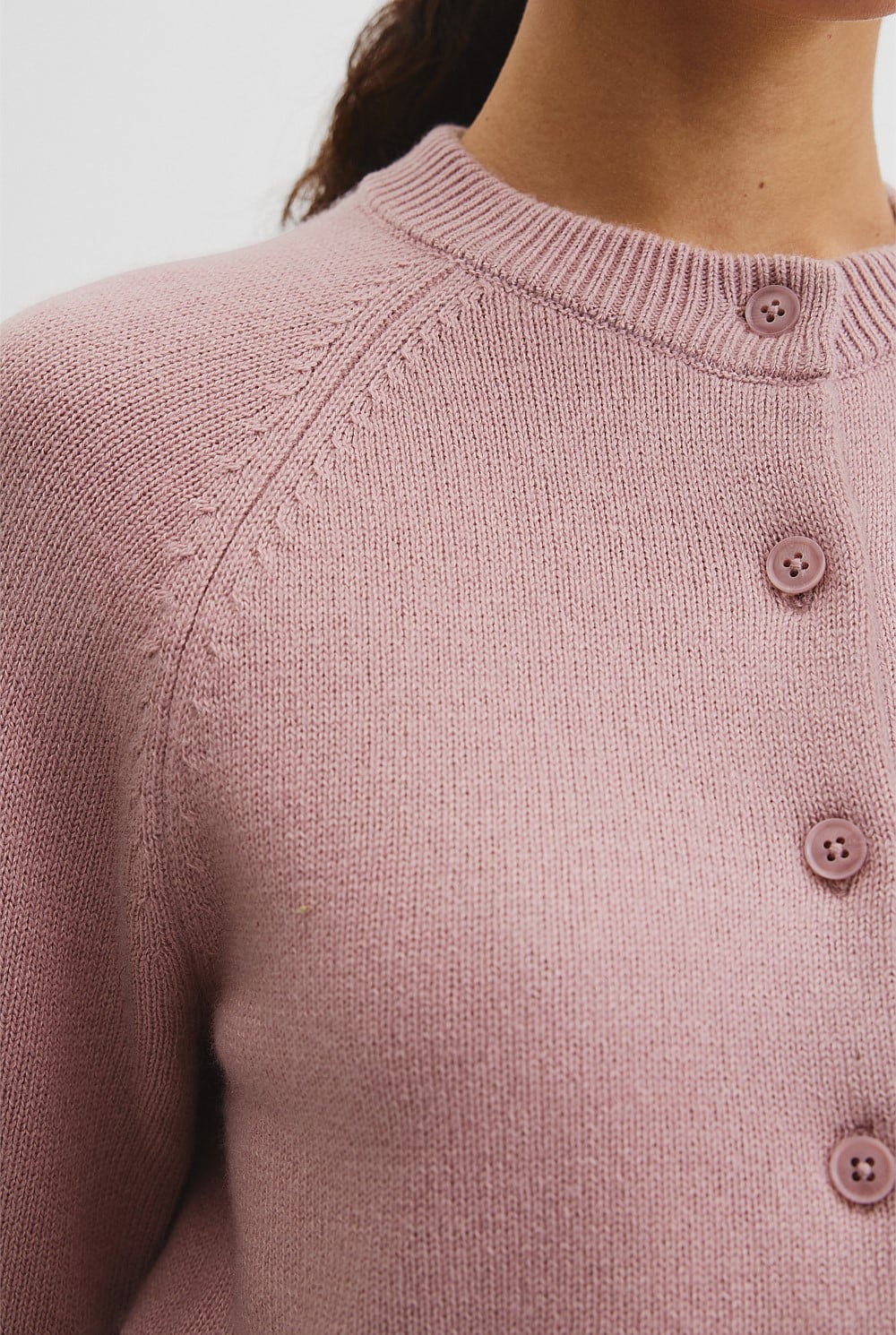 Cotton Cashmere Crew Neck Cardigan