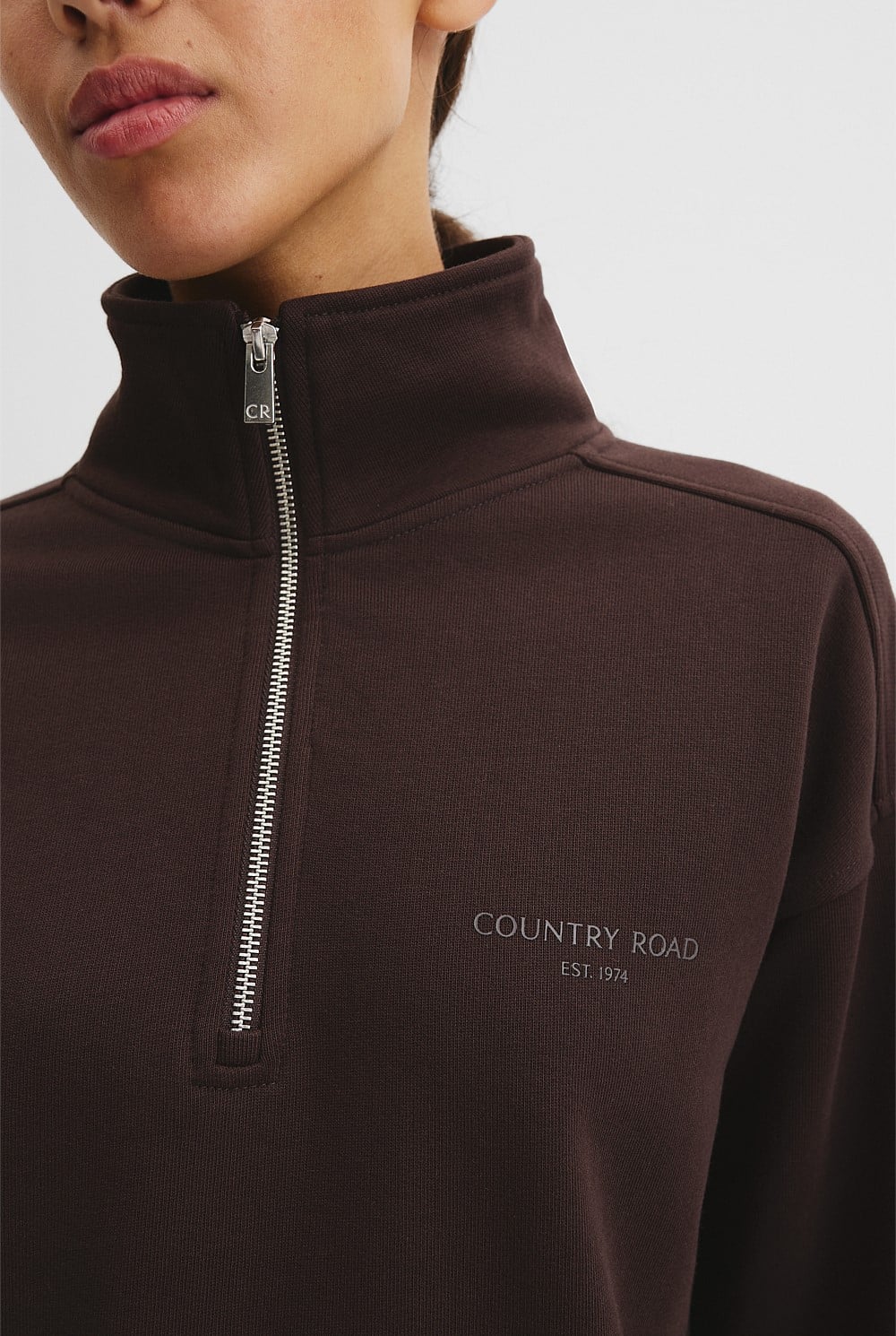 Australian Good Earth Cotton Zip Neck Sweat