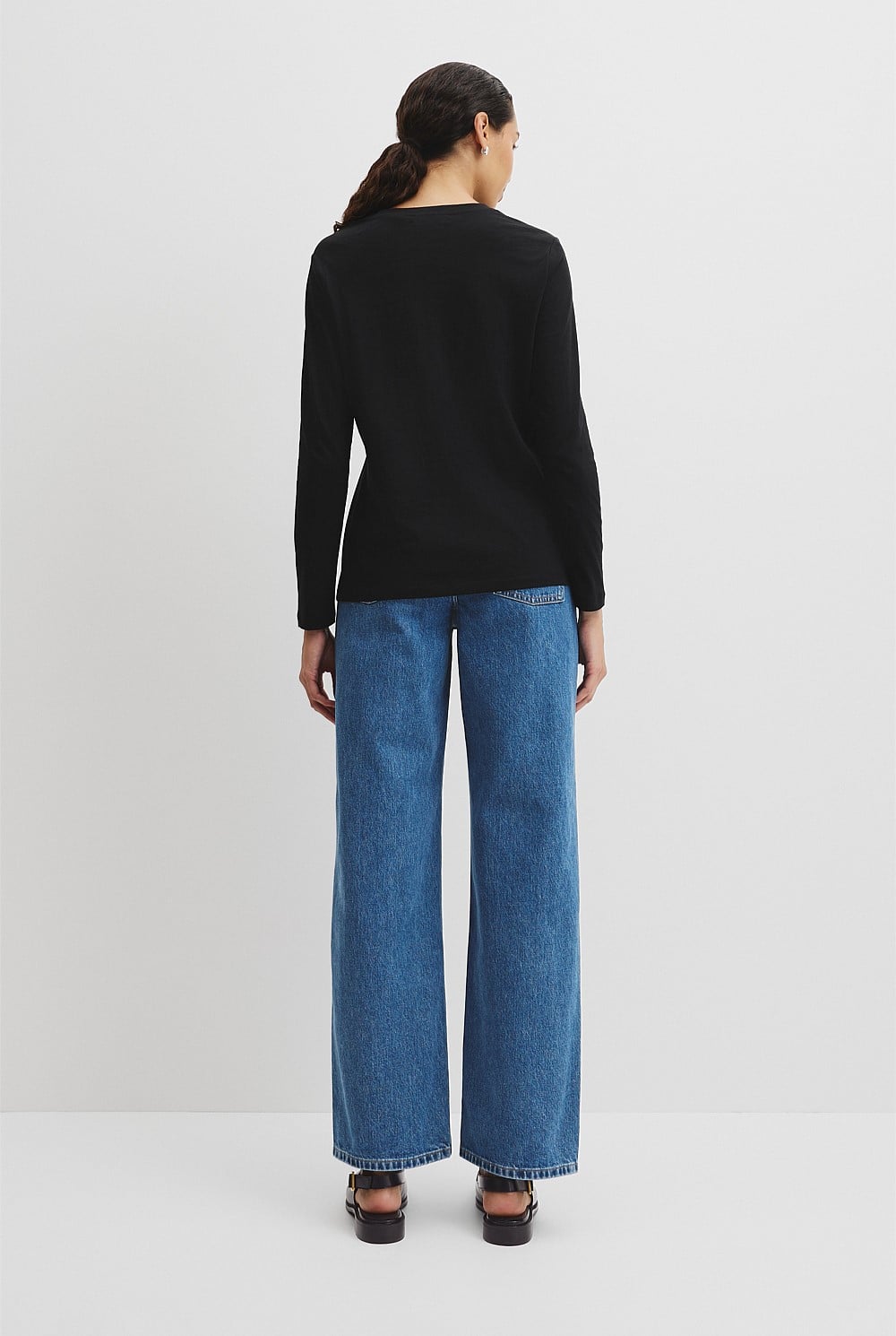 Australian Good Earth Cotton Textured Slub Long Sleeve T-Shirt