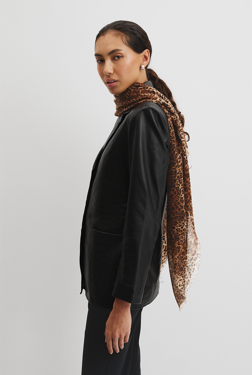 Wool Leopard Scarf
