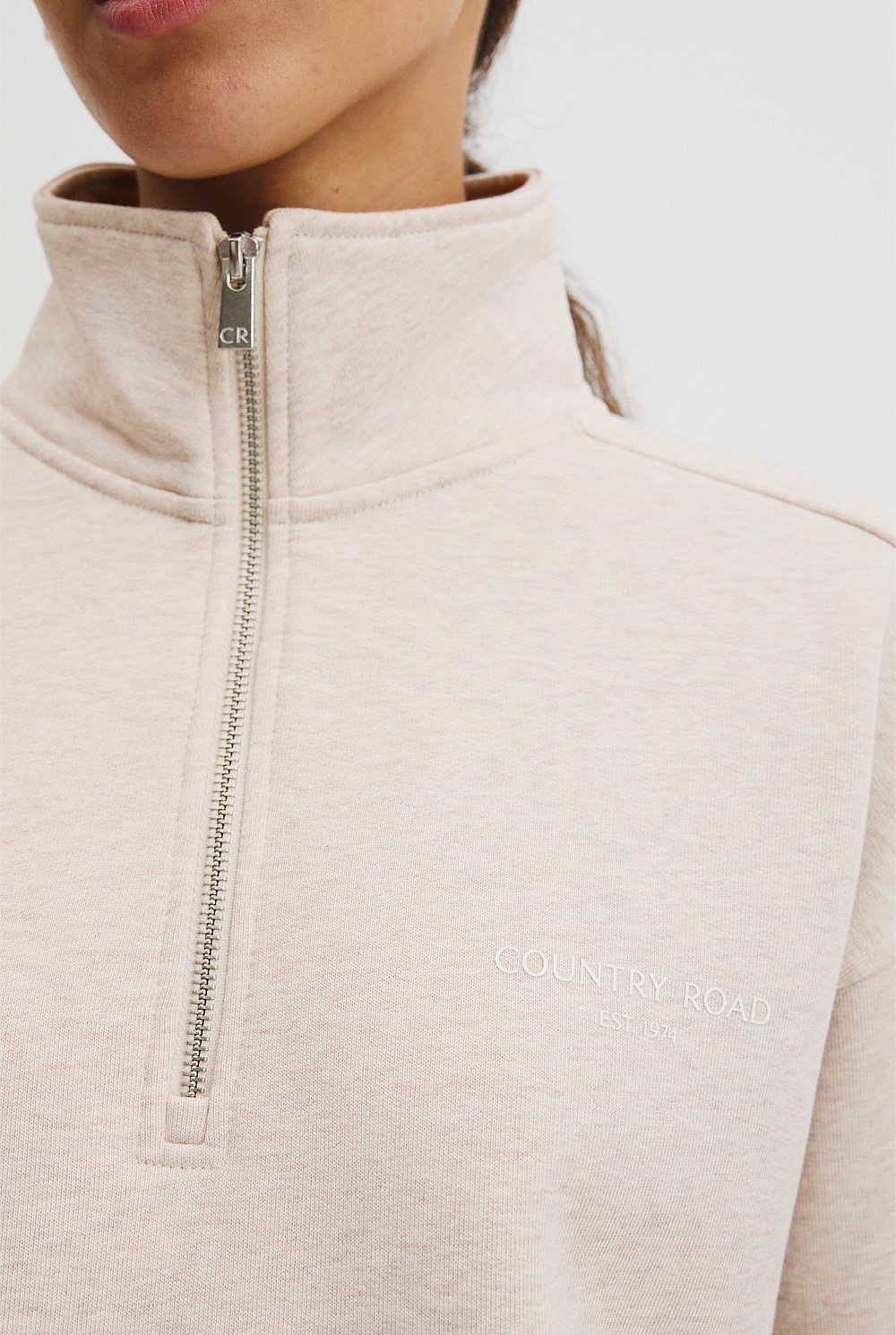 Australian Good Earth Cotton Zip Neck Sweat