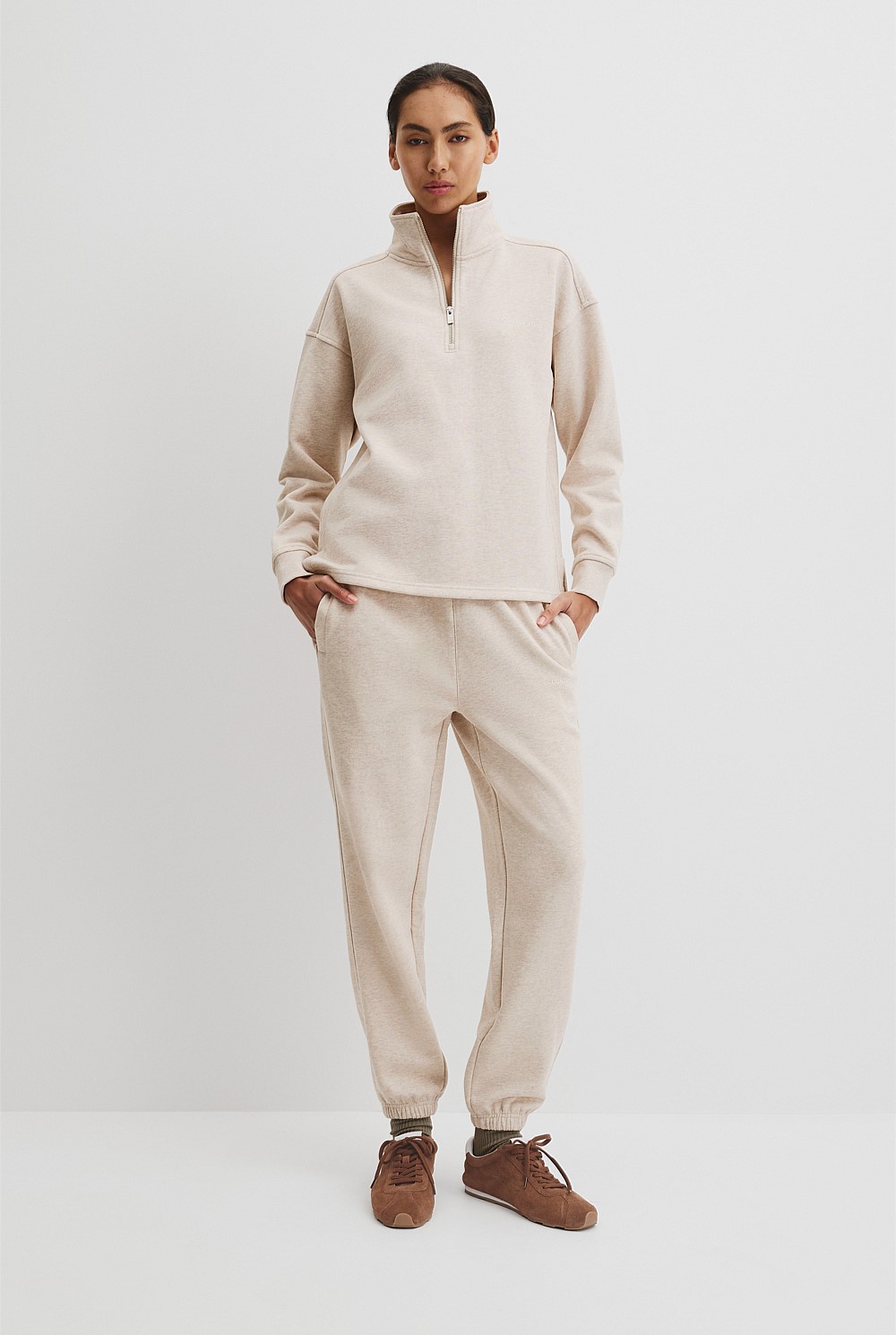 Australian Good Earth Cotton Zip Neck Sweat