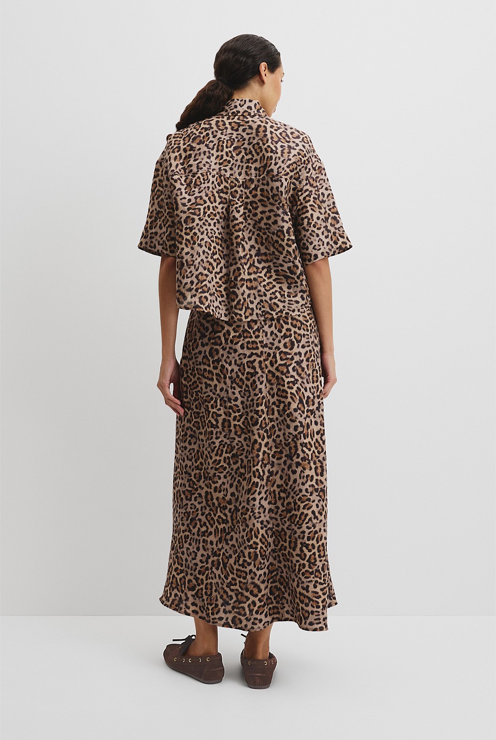 Print Boxy Fit Linen Shirt