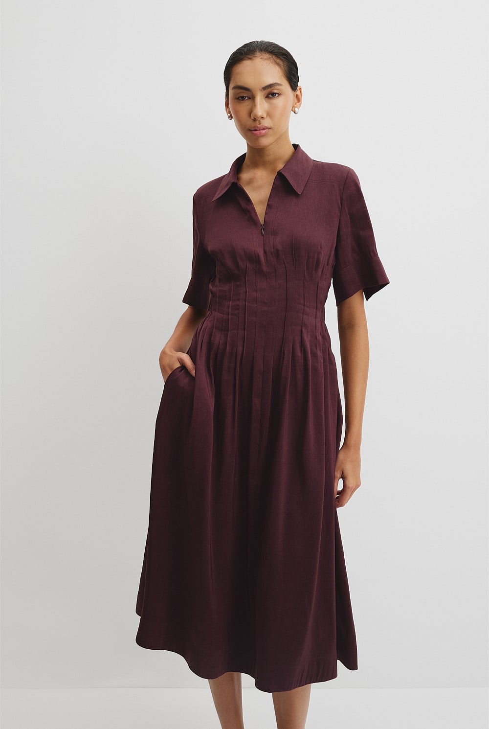 Tuck Detail Shirt Dress