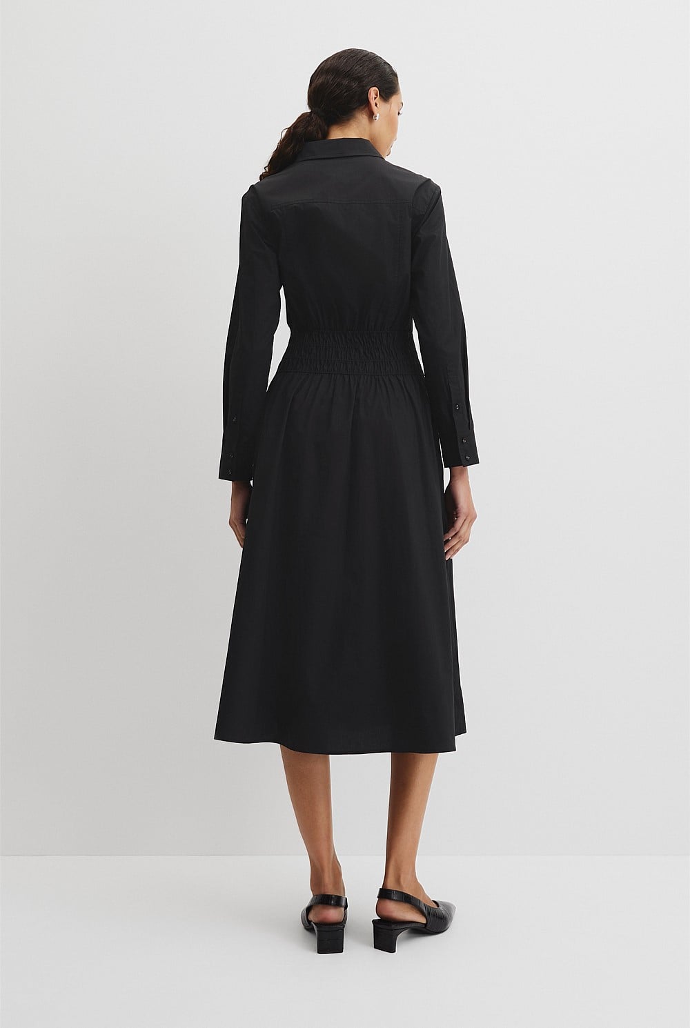 Australian Cotton Shirred Waist Shirt Dress