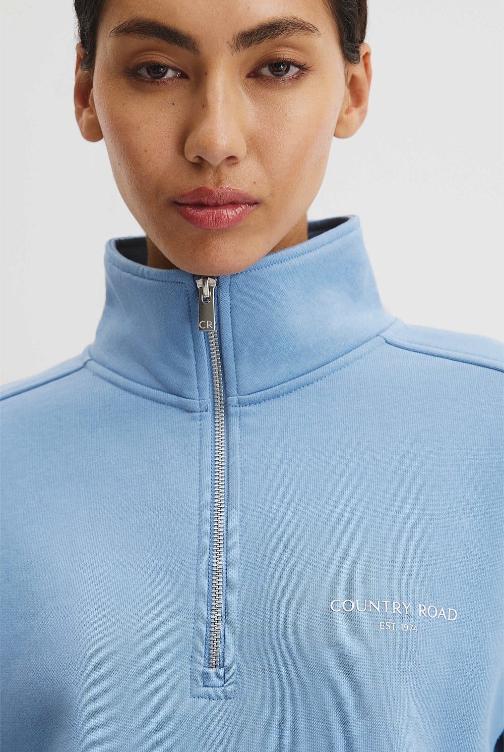 Australian Good Earth Cotton Zip Neck Sweat