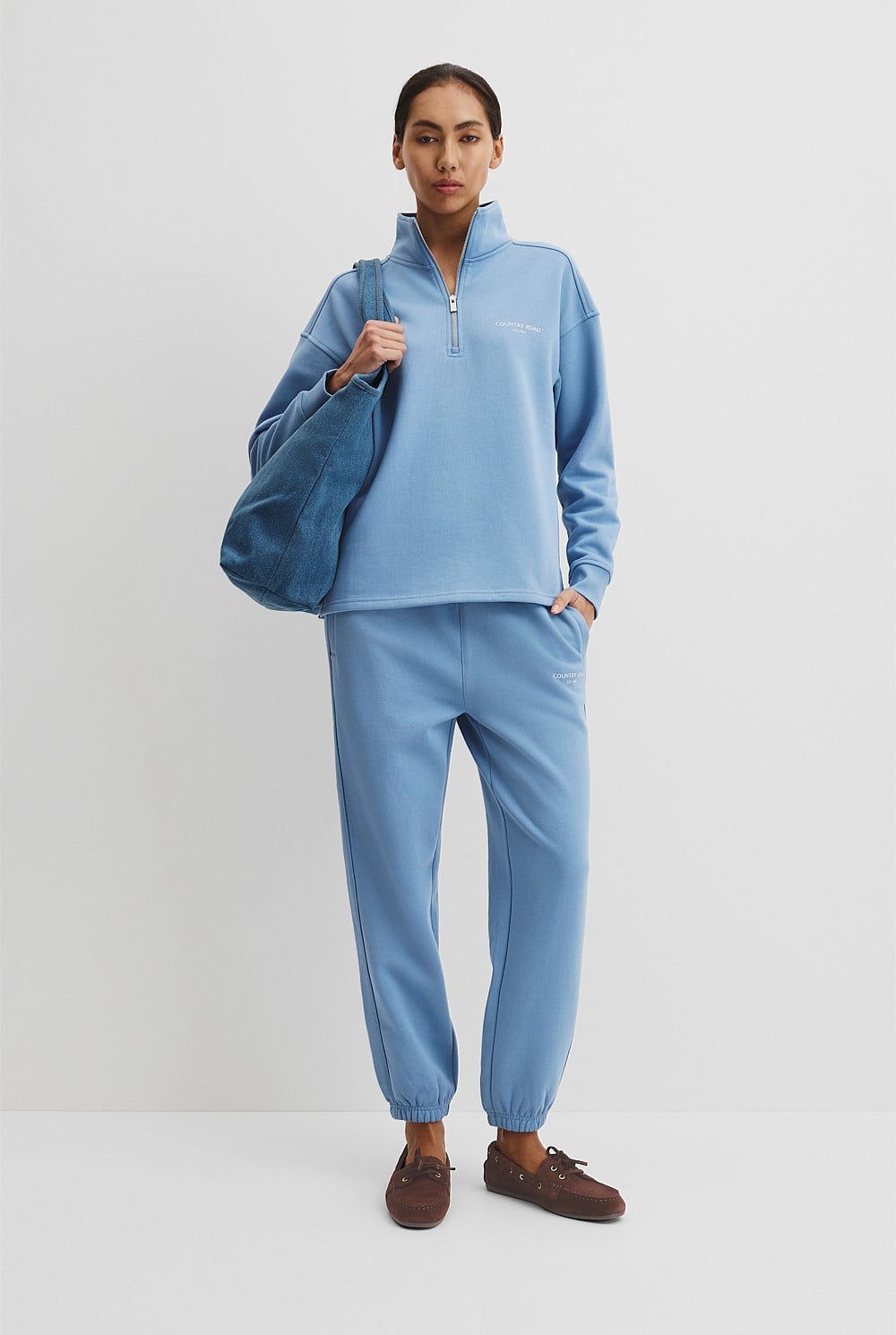 Australian Good Earth Cotton Zip Neck Sweat